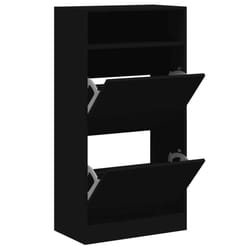 vidaXL Shoe Cabinet with 2 Flip-Drawers Shoe Storage Shelf Shoe Rack Cupboard - black, 60 x 34 x 116 cm
