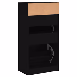 vidaXL Shoe Cabinet with 2 Flip-Drawers Shoe Storage Shelf Shoe Rack Cupboard - black, 60 x 34 x 116 cm - Additional view 6
