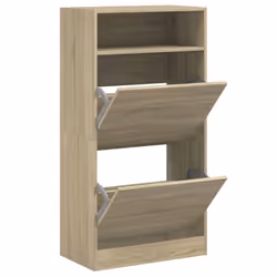 vidaXL Shoe Cabinet with 2 Flip-Drawers Shoe Storage Shelf Shoe Rack Cupboard - sonoma oak, 60 x 34 x 116 cm