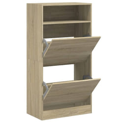 vidaXL Shoe Cabinet with 2 Flip-Drawers Shoe Storage Shelf Shoe Rack Cupboard - sonoma oak, 60 x 34 x 116 cm