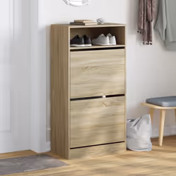 vidaXL Shoe Cabinet with 2 Flip-Drawers Shoe Storage Shelf Shoe Rack Cupboard - sonoma oak, 60 x 34 x 116 cm