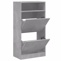 vidaXL Shoe Cabinet with 2 Flip-Drawers Shoe Storage Shelf Shoe Rack Cupboard - concrete grey, 60 x 34 x 116 cm