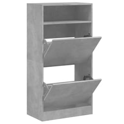 vidaXL Shoe Cabinet with 2 Flip-Drawers Shoe Storage Shelf Shoe Rack Cupboard - concrete grey, 60 x 34 x 116 cm