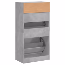 vidaXL Shoe Cabinet with 2 Flip-Drawers Shoe Storage Shelf Shoe Rack Cupboard - concrete grey, 60 x 34 x 116 cm - Additional view 6