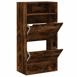 vidaXL Shoe Cabinet with 2 Flip-Drawers Shoe Storage Shelf Shoe Rack Cupboard - smoked oak, 60 x 34 x 116 cm