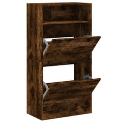 vidaXL Shoe Cabinet with 2 Flip-Drawers Shoe Storage Shelf Shoe Rack Cupboard - smoked oak, 60 x 34 x 116 cm