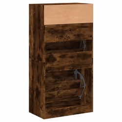 vidaXL Shoe Cabinet with 2 Flip-Drawers Shoe Storage Shelf Shoe Rack Cupboard - smoked oak, 60 x 34 x 116 cm - Additional view 6