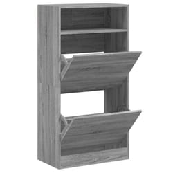 vidaXL Shoe Cabinet with 2 Flip-Drawers Shoe Storage Shelf Shoe Rack Cupboard - grey sonoma, 60 x 34 x 116 cm