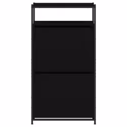 vidaXL Shoe Cabinet with 4 Flip-Drawers Shoe Storage Shelf Rack Grey Sonoma - black, 60 x 34 x 112 cm - Additional view 4