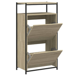 vidaXL Shoe Cabinet with 4 Flip-Drawers Shoe Storage Shelf Rack Grey Sonoma - sonoma oak, 60 x 34 x 112 cm