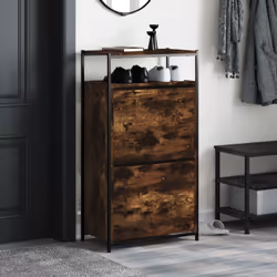 vidaXL Shoe Cabinet Shoe Storage Shelf Shoe Rack Smoked Oak Engineered Wood - Additional view 2