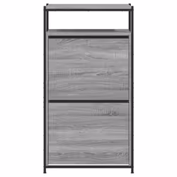 vidaXL Shoe Cabinet with 4 Flip-Drawers Shoe Storage Shelf Rack Grey Sonoma - grey sonoma, 60 x 34 x 112 cm - Additional view 4