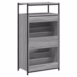 vidaXL Shoe Cabinet with 4 Flip-Drawers Shoe Storage Shelf Rack Grey Sonoma - grey sonoma, 60 x 34 x 112 cm - Additional view 6
