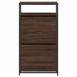 vidaXL Shoe Cabinet with 4 Flip-Drawers Shoe Storage Shelf Rack Grey Sonoma - brown oak, 60 x 34 x 112 cm - Additional view 4