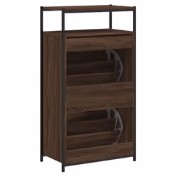 vidaXL Shoe Cabinet with 4 Flip-Drawers Shoe Storage Shelf Rack Grey Sonoma - brown oak, 60 x 34 x 112 cm - Additional view 6