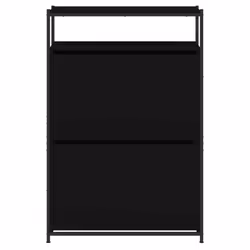 vidaXL Shoe Cabinet with 4 Flip-Drawers Shoe Storage Shelf Rack Grey Sonoma - black, 75 x 34 x 112 cm - Additional view 4