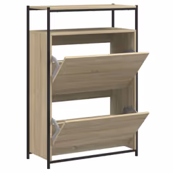 vidaXL Shoe Cabinet with 4 Flip-Drawers Shoe Storage Shelf Rack Grey Sonoma - sonoma oak, 75 x 34 x 112 cm