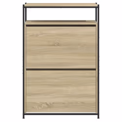 vidaXL Shoe Cabinet with 4 Flip-Drawers Shoe Storage Shelf Rack Grey Sonoma - sonoma oak, 75 x 34 x 112 cm - Additional view 4