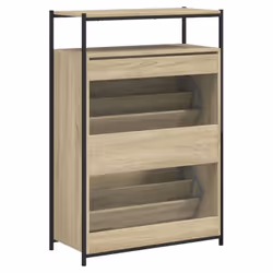 vidaXL Shoe Cabinet with 4 Flip-Drawers Shoe Storage Shelf Rack Grey Sonoma - sonoma oak, 75 x 34 x 112 cm - Additional view 6