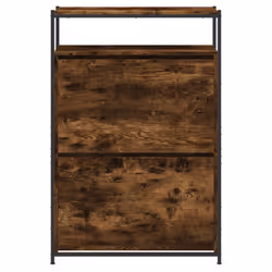 vidaXL Shoe Cabinet with 4 Flip-Drawers Shoe Storage Shelf Rack Grey Sonoma - smoked oak, 75 x 34 x 112 cm - Additional view 4