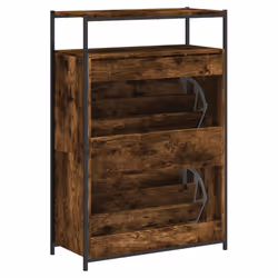 vidaXL Shoe Cabinet with 4 Flip-Drawers Shoe Storage Shelf Rack Grey Sonoma - smoked oak, 75 x 34 x 112 cm - Additional view 6
