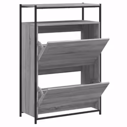 vidaXL Shoe Cabinet with 4 Flip-Drawers Shoe Storage Shelf Rack Grey Sonoma - grey sonoma, 75 x 34 x 112 cm