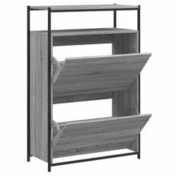 vidaXL Shoe Cabinet with 4 Flip-Drawers Shoe Storage Shelf Rack Grey Sonoma - grey sonoma, 75 x 34 x 112 cm
