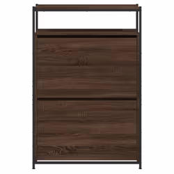 vidaXL Shoe Cabinet with 4 Flip-Drawers Shoe Storage Shelf Rack Grey Sonoma - brown oak, 75 x 34 x 112 cm - Additional view 4