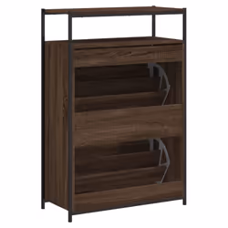 vidaXL Shoe Cabinet with 4 Flip-Drawers Shoe Storage Shelf Rack Grey Sonoma - brown oak, 75 x 34 x 112 cm - Additional view 6