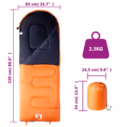 vidaXL Sleeping Bag for Adults Camping Outdoor Hiking Sleeping Bag 3-4 Seasons - Additional view 4