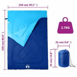 vidaXL Double Sleeping Bag with Pillows for Adults Camping Hiking 3-4 Seasons - Additional view 3