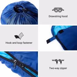 vidaXL Double Sleeping Bag with Pillows for Adults Camping Hiking 3-4 Seasons - Additional view 5