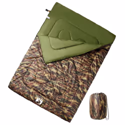 vidaXL Double Sleeping Bag with Pillows for Adults Camping Hiking 3-4 Seasons