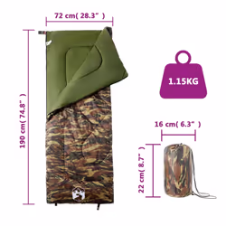 vidaXL Sleeping Bag for Adults Camping Outdoor Hiking Sleeping Bag 3 Seasons - camouflage