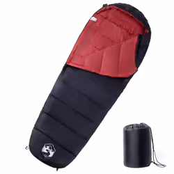 vidaXL Mummy Sleeping Bag for Adults Camping Hiking Sleeping Bag 3 Seasons - black and red