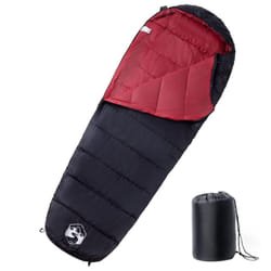 vidaXL Mummy Sleeping Bag for Adults Camping Hiking Sleeping Bag 3 Seasons - black and red