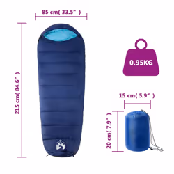 vidaXL Mummy Sleeping Bag for Adults Camping Hiking Sleeping Bag 3 Seasons