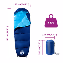 vidaXL Mummy Sleeping Bag for Adults Camping Hiking Sleeping Bag 3 Seasons - navy and blue