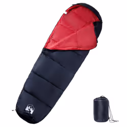 vidaXL Mummy Sleeping Bag for Adults Camping Hiking Sleeping Bag 3 Seasons - black and red