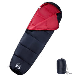 vidaXL Mummy Sleeping Bag for Adults Camping Hiking Sleeping Bag 3 Seasons - black and red