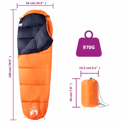 vidaXL Mummy Sleeping Bag for Adults Camping Hiking Sleeping Bag 3 Seasons