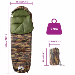 vidaXL Mummy Sleeping Bag for Adults Camping Hiking Sleeping Bag 3 Seasons