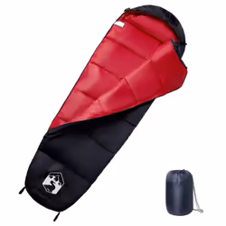 vidaXL Mummy Sleeping Bag for Adults Camping Hiking Sleeping Bag 3 Seasons - black and red