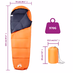 vidaXL Mummy Sleeping Bag for Adults Camping Hiking Sleeping Bag 3 Seasons