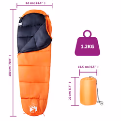 vidaXL Mummy Sleeping Bag for Adults Camping Hiking Sleeping Bag 3 Seasons