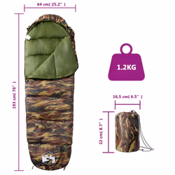 vidaXL Mummy Sleeping Bag for Adults Camping Hiking Sleeping Bag 3 Seasons