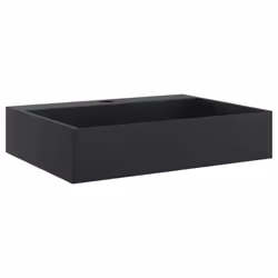 vidaXL Wash Basin Vessel Sink Countertop Basin Sink Mineral Cast/Marble Cast - black, 50 x 38 x 11 cm