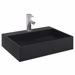 vidaXL Wash Basin Vessel Sink Countertop Basin Sink Mineral Cast/Marble Cast - black, 50 x 38 x 11 cm