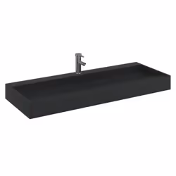 vidaXL Wash Basin Vessel Sink Countertop Basin Sink Mineral Cast/Marble Cast - black, 120 x 46 x 11 cm