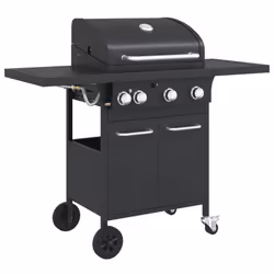 vidaXL Gas BBQ Grill with 4 Burners Gas Barbecue Black Powder-coated Steel